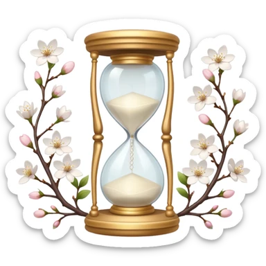 White pastel and white Cherry Blossom hourglass sticker