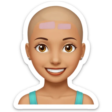 Girl tan skin with skin head. sticker
