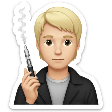 vaping male with blonde hair holding a vape pen sticker