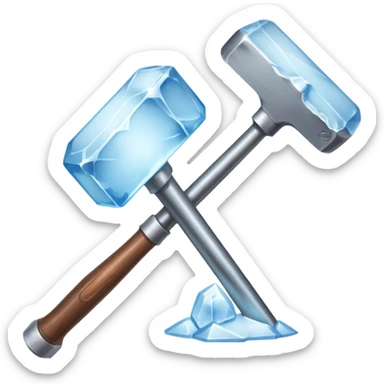 an ice and a big hammer, means break the ice sticker