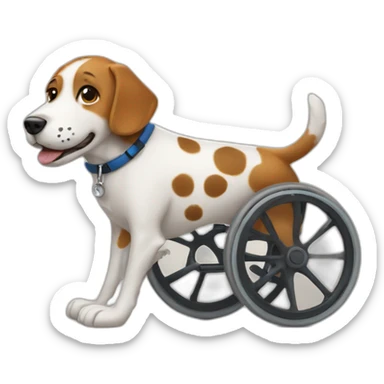 dog with spots in wheelchair sticker