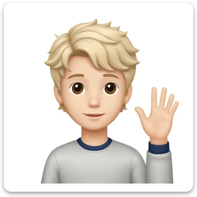 cartoon, A boy with a hairstyle, waves his hand welcome sticker