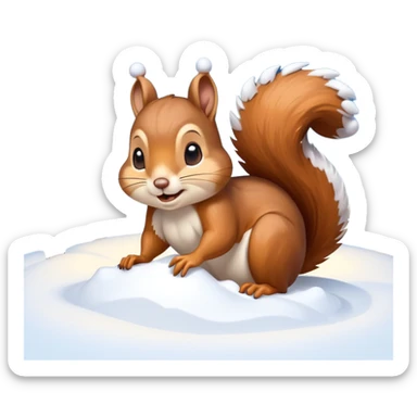 squirrel poking its head out of snow hill with christmas lights wrapped around head sticker