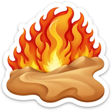 hot desert sand with flames and heat waves rising from it sticker