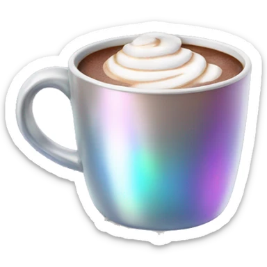 Realistic isolated gradient silver holographic hot chocolate mug. sticker