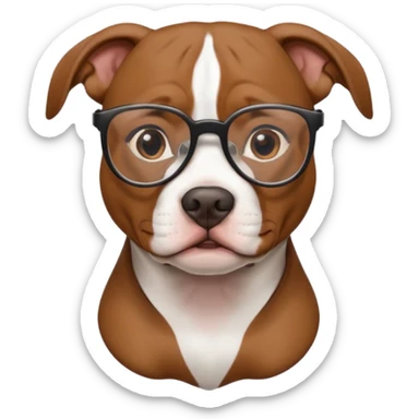 Pitbull dog with glasses  sticker