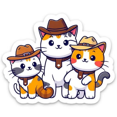 group of cats wearing cowboy hats sticker