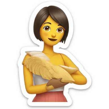 chica con abanico en la mano sticker