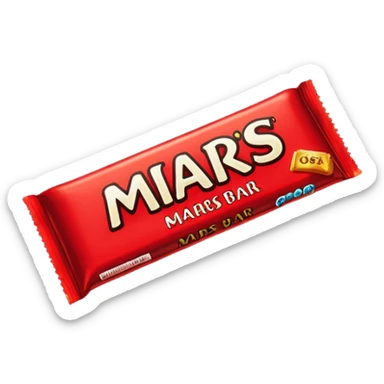 Draw a Mars bar in its classic black wrapper with bold red logo. sticker