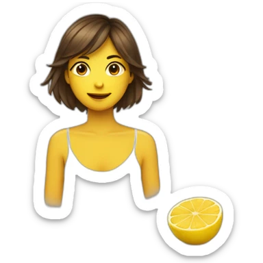 Citron qui fait un câlin à une fille brune sticker