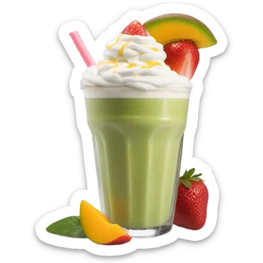 Smoothie layers of avocado, strawberry, and mango, and whipped cream ontop sticker