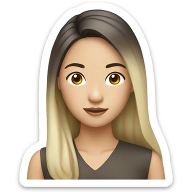 asian girl with dark brown hair and blonde highlights sticker