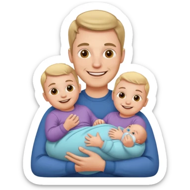 white man with three babies sticker