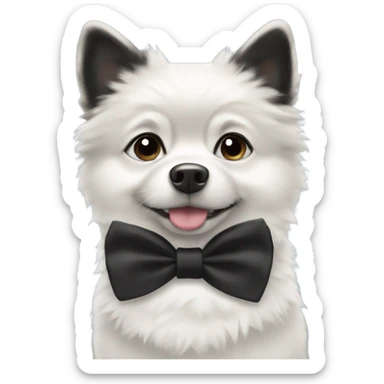 Black and white Pomski wearing a black and white bow tie sticker