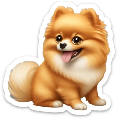 Pomeranian puppy, orange, smiling sticker