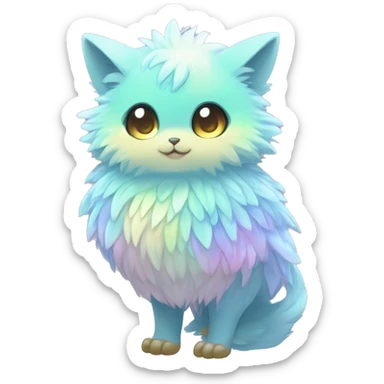 Shiny Innocent Shy Cool Sparkly Colorful Pastel Fluffy beautiful fantasy Kawaii Ethereal Sona Fakemon-animal Full Body sticker