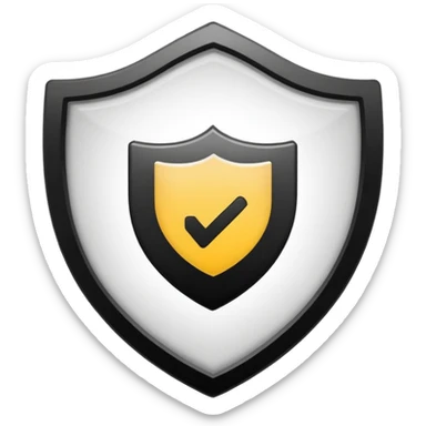 Instagram verification badge, white shield with black check mark in the center, clear and simple emoji style, no text sticker