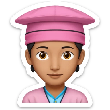 Dhaka topi emoji nepali people wear in head in rectangular size pink color  sticker