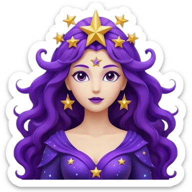 3D render of Star Goddess made of deep space cosmic energy, Silhouette filled with galaxies, glowing purple edges, silhouette shape with no facial features, Apple emoji style, isolated on white background --v 6.0 sticker