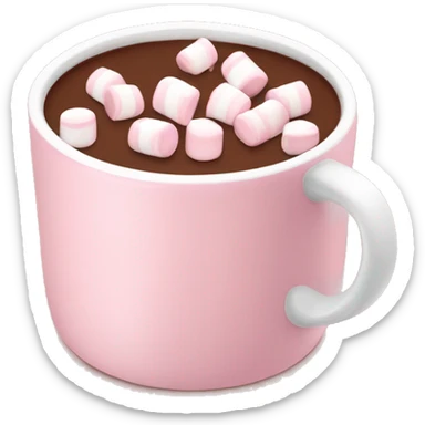 Light Pink mug of hot chocolate with marshmallows  sticker