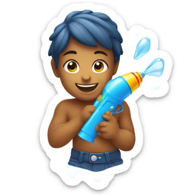 Baby shooting with a watergun sticker