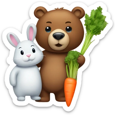 bear with a carrot and a bunny sticker