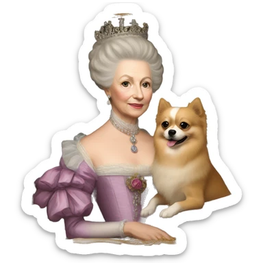 queen charlotte with pomeranian dog sticker