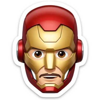 Iron Man helmet off, Tony Stark winking sticker