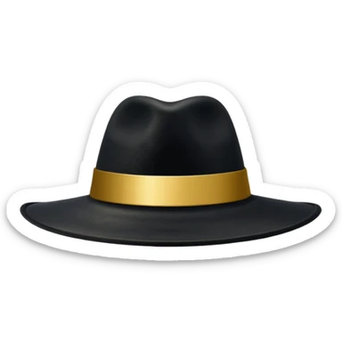 black magic hat with gold ribbon sticker