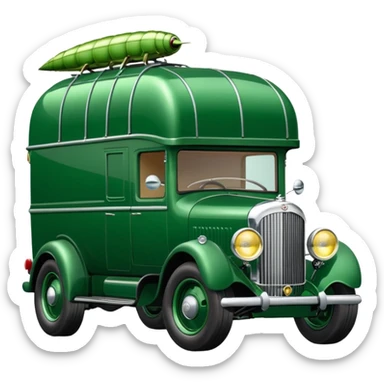 Ron’s Professional exterminator’s antique tall Bentley moving van hot rod (bug shaped) sticker