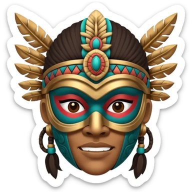 face full maya masked tradational mayan warrior sticker