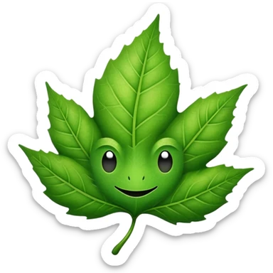 a cool leaf creature looking smug sticker