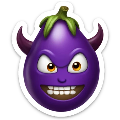 Devil with an eggplant sticker