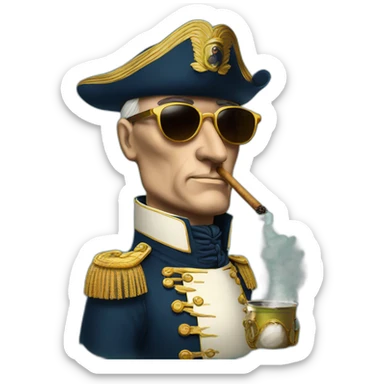 napolean smoking pot with sunglasses sticker