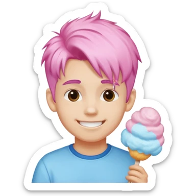 cotton candy haired boy just face sticker