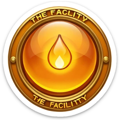 glowing amber emblem above bold text reading “THE FACILITY” sticker