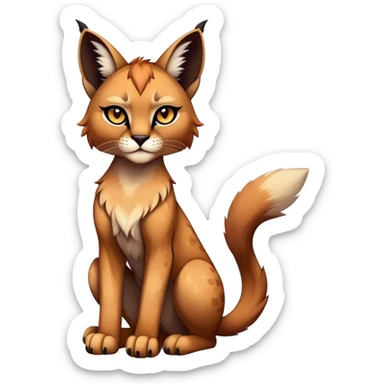 Vibrant dark edgy gothic Falvie-Fionbri-Bobcat-Caracal-creature-sparkle-feline-fursona, full body sticker