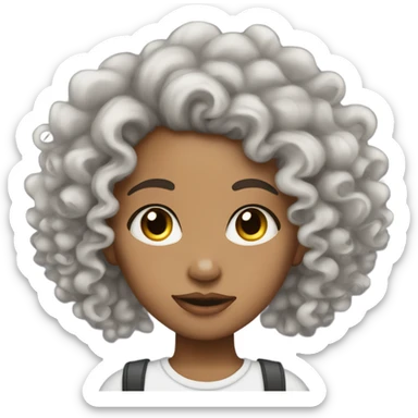 lightskin curly hair girl with piercings  sticker
