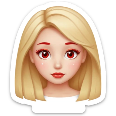 Shy pretty red cheeks blushing kong lashes sparkle sticker