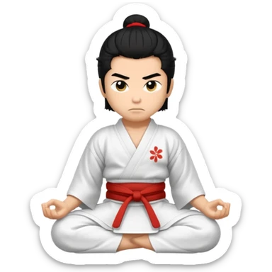 kneeling samurai in white kimono sticker