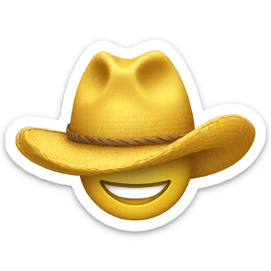 cara redonda amarilla sonriendo con un sombrero y rayos a los lados  sticker