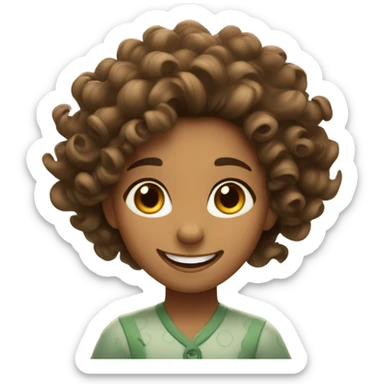 curly head girl spinning  sticker