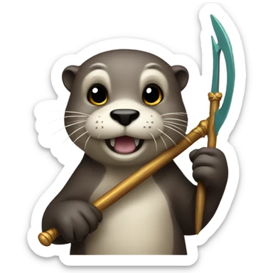 Otter holding trident sticker