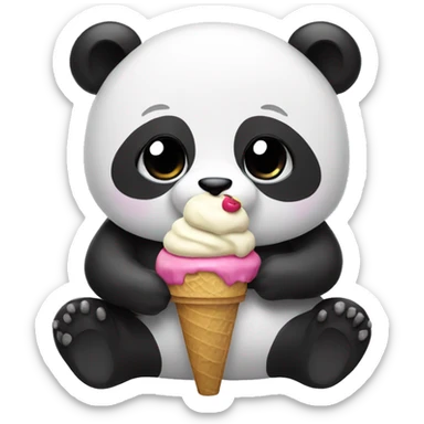 Panda eating ice cream sticker