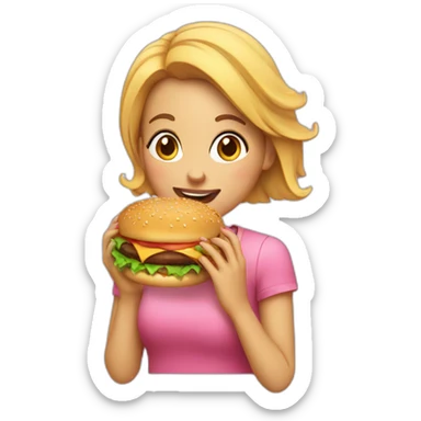 A girl eating burger sticker