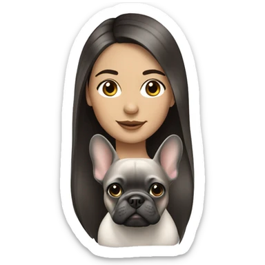 Brunette girl with grey Frenchie sticker
