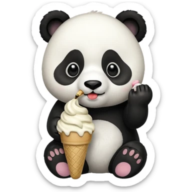 Panda eating ice cream sticker