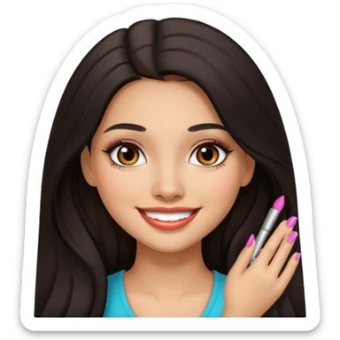 pretty girl dark long hair latina makeup sticker