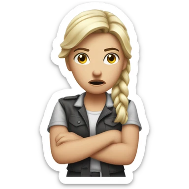 angry white girl showing disapproval with a hand gesture in front of her  sticker