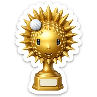 gold cactus trophy golf sticker